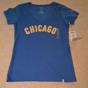 New 47 Women's Blue and Gold Chicago Cubs Tee